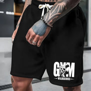 AKJ Fashion short de fitness noir en coton pour homme, avec cordon de serrage et logo 