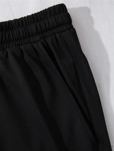AKJ Fashion short de fitness homme noir en coton respirant avec ceinture élastique et poches latérales