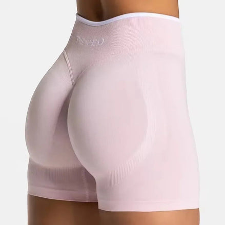 AKJ Fashion short de yoga rose pâle sans couture avec effet galbant et logo brodé