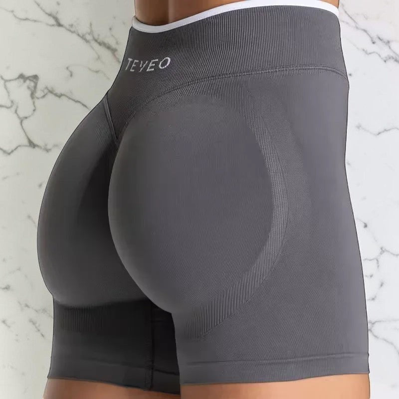 AKJ Fashion short de yoga gris sans couture avec effet galbant et logo brodé