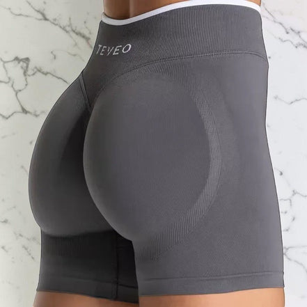 AKJ Fashion short de yoga gris sans couture avec effet galbant et logo brodé