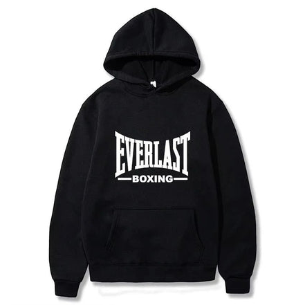 AKJ Fashion sweat à capuche noir unisexe EVERLAST, molleton doux, poche kangourou, style dynamique