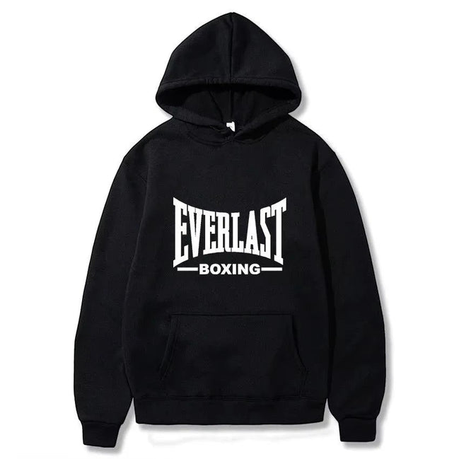 AKJ Fashion sweat à capuche noir unisexe EVERLAST, molleton doux, poche kangourou, style dynamique