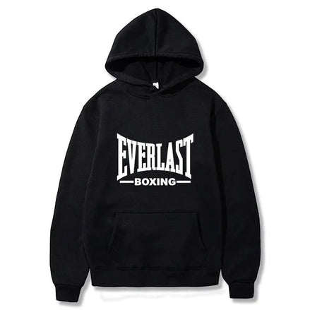 AKJ Fashion sweat à capuche noir unisexe EVERLAST, molleton doux, poche kangourou, style dynamique