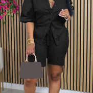 Ensemble 2 Pièces Femme en Lin — Chemise & Short Coordonné