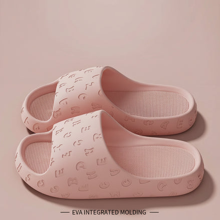 Mules Plateformes Graphiques "Alphabet" – Rose Pastel & Confort Absolu