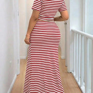 Ensemble 2 Pièces Femme Rayé — Crop Top & Jupe Longue Sirène