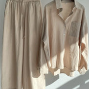 Ensemble 2 Pièces Femme en Lin — Chemise Oversize & Pantalon Large