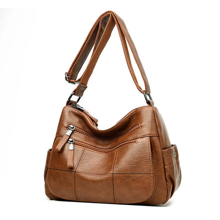 Sac Bandoulière Vintage Camel Multi-Poches