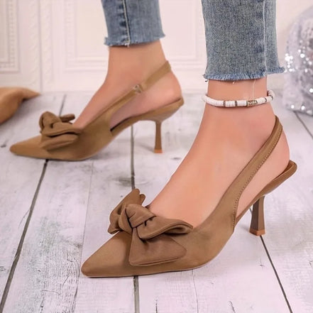 Escarpins Slingbacks Romantiques – Violet Éclatant & Nœud Satiné
