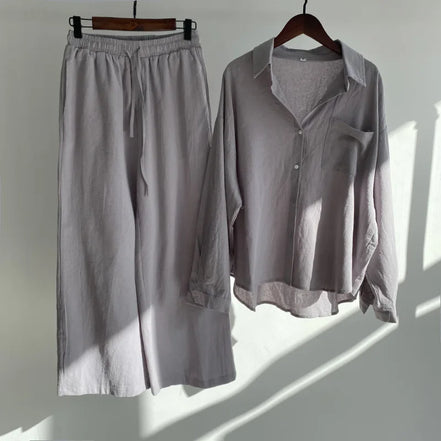 Ensemble 2 Pièces Femme en Lin — Chemise Oversize & Pantalon Large