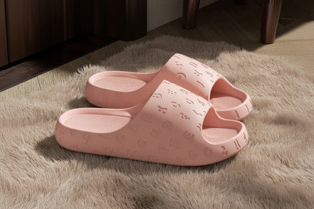 Mules Plateformes Graphiques "Alphabet" – Rose Pastel & Confort Absolu
