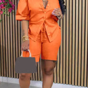 Ensemble 2 Pièces Femme en Lin — Chemise & Short Coordonné