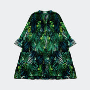 Mini robe large a imprimé feuilles vertes